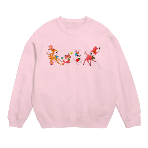 昭和レトロな動物たちのスウェット Crew Neck Sweatshirt