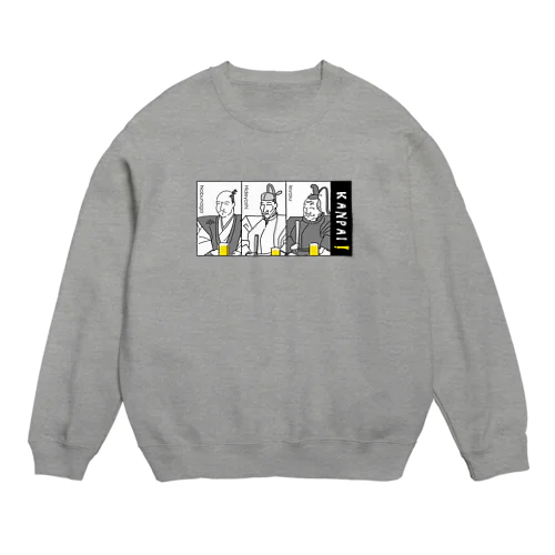 偉人 × BEER（三英傑）黒線画・枠付 Crew Neck Sweatshirt