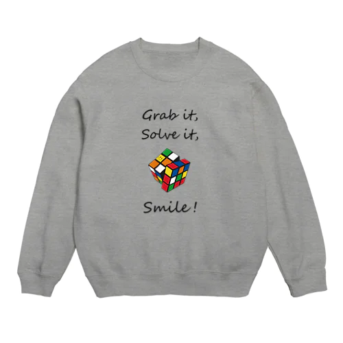 Grab, Solve, Smile!  Rubik's Cube black Crew Neck Sweatshirt