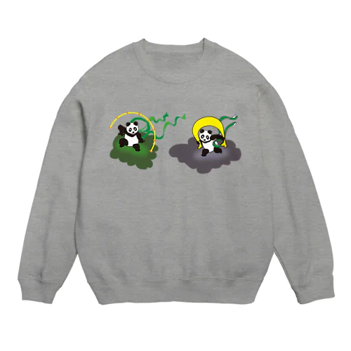 風神・雷神みたいなパンダ　風パン・雷パン Crew Neck Sweatshirt