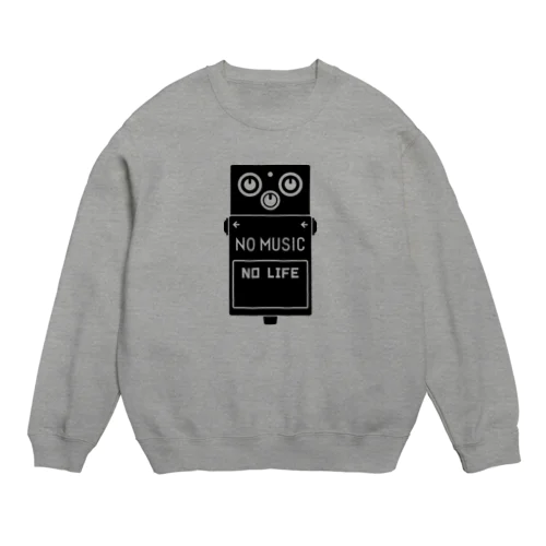 ノーミュージックノーライフ エフェクターデザイン ブラック Crew Neck Sweatshirt