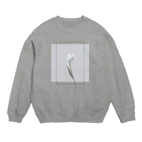 TULIP , gray blue , logo flame Crew Neck Sweatshirt