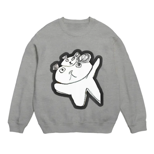 パンダのお面をつけたパンダ Crew Neck Sweatshirt