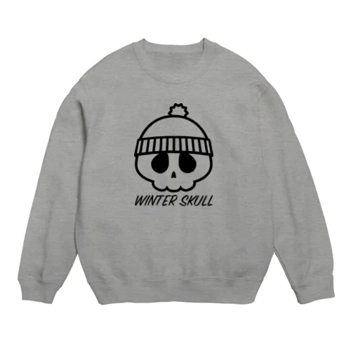 ウィンタースカル ニットキャップドクロ ブラック Crew Neck Sweatshirt