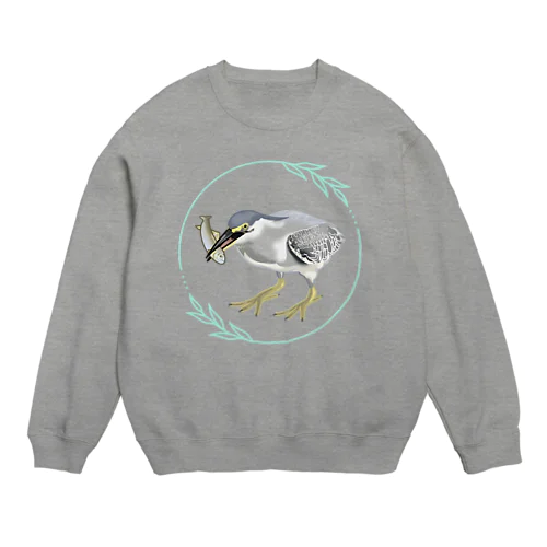 ササゴイさん_鮎ゲット Crew Neck Sweatshirt