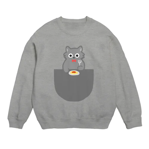 スパゲッティをたべるタヌキ Crew Neck Sweatshirt