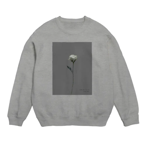 * charcoal gray × gray blue flower * Crew Neck Sweatshirt