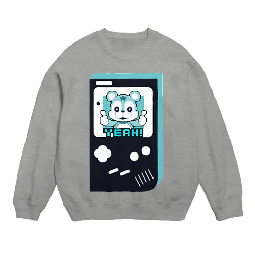 Retro Game◆blue bear Crew Neck Sweatshirt