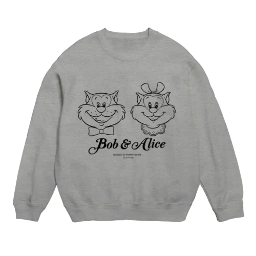 ボブ＆アリス正面（黒線画） Crew Neck Sweatshirt