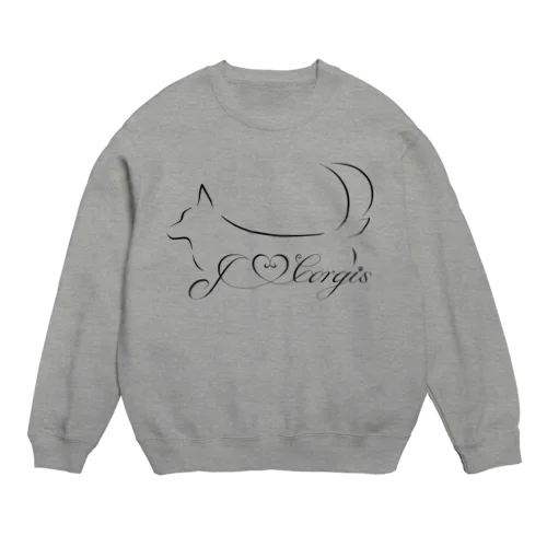 I Love Corgis 尻尾あり（ロゴブラック） Crew Neck Sweatshirt