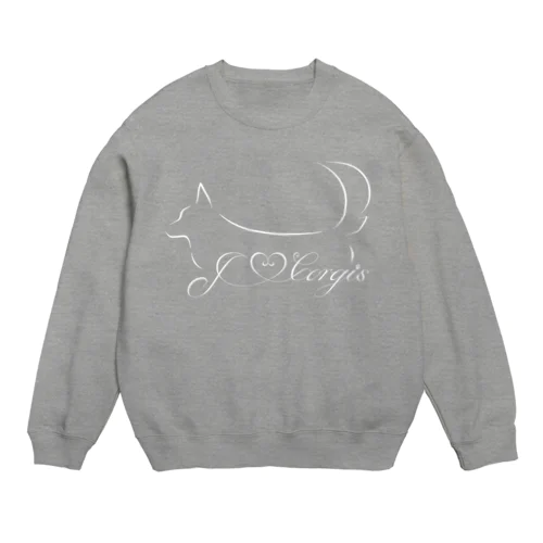 I Love Corgis 尻尾あり（ロゴホワイト） Crew Neck Sweatshirt