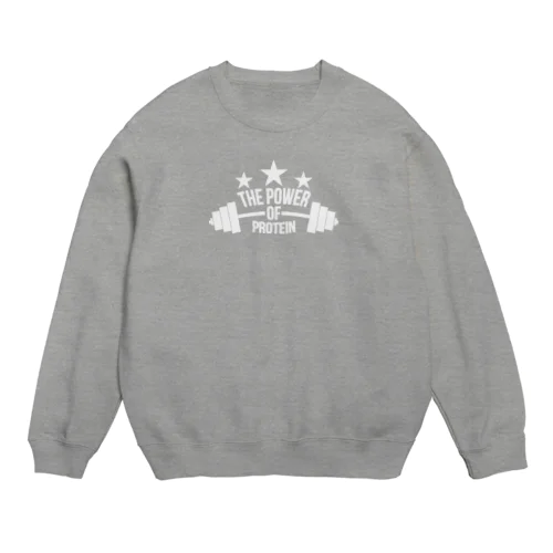 【The Power Of Protein】ホワイト Crew Neck Sweatshirt