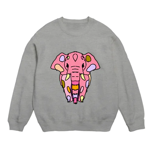 Elephant☆PINK　(ピンク色の象)　Full of vitality　(フル　オブ　バイタリティ) Crew Neck Sweatshirt