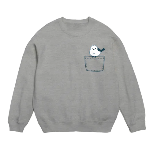 ポケットにとまるシマエナガ Crew Neck Sweatshirt