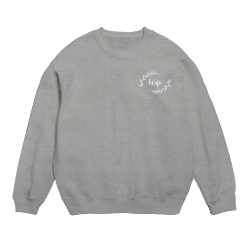 ペア(Wife)リーフ_白 Crew Neck Sweatshirt