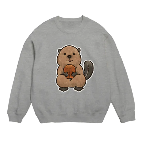 たわしを持ったビーバーの妖精 Crew Neck Sweatshirt