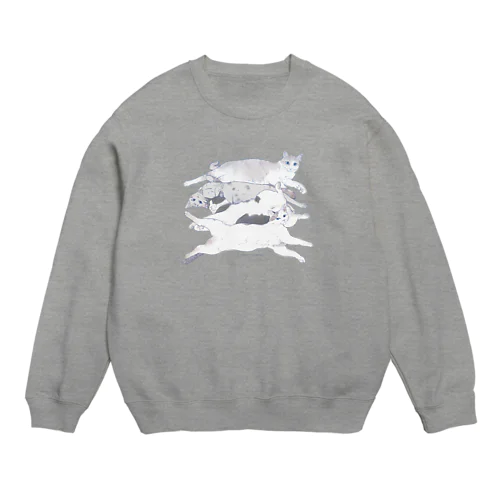 長い猫クワッド Crew Neck Sweatshirt