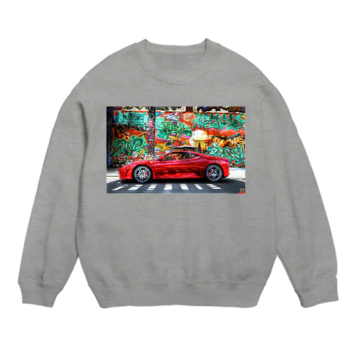 赤い車 Crew Neck Sweatshirt