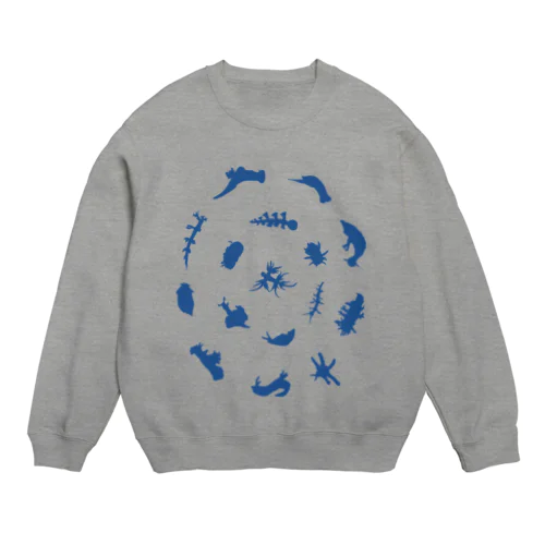 ウミウシルエット（ブルー） Crew Neck Sweatshirt