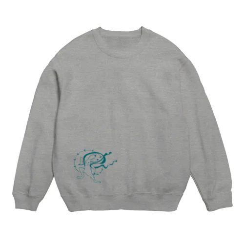 鳥獣戯画の風神雷神　トルコ石ブルー Crew Neck Sweatshirt