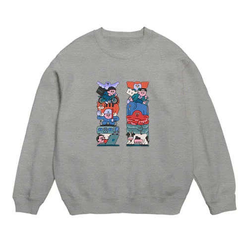 wkwk totem pole Crew Neck Sweatshirt