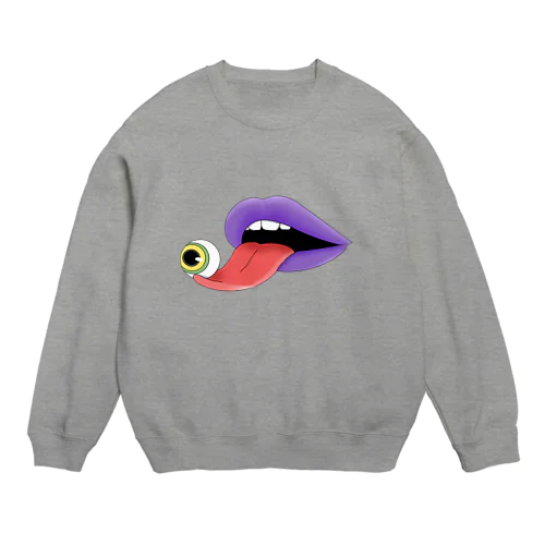 目は口ほどに物を言う パープル Crew Neck Sweatshirt