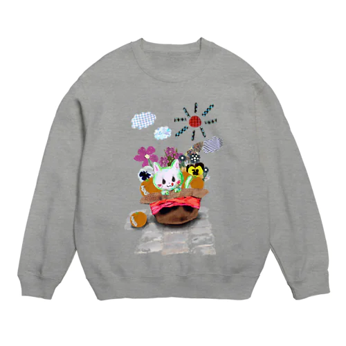 猫と帽子 Crew Neck Sweatshirt