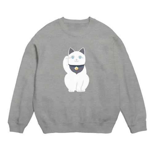 招き猫　白 Crew Neck Sweatshirt