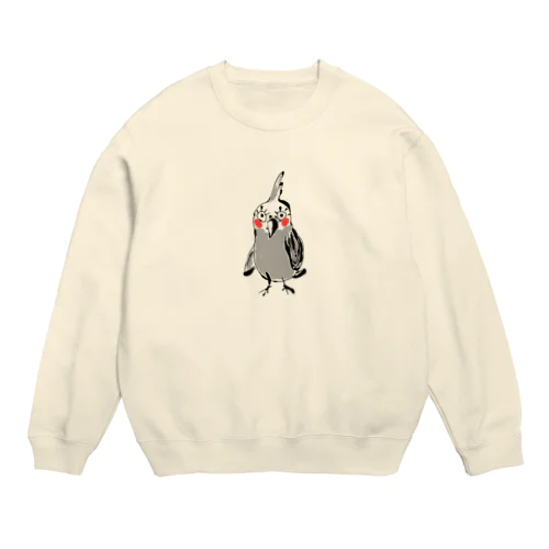 オカメインコのプーちゃん絵 Crew Neck Sweatshirt