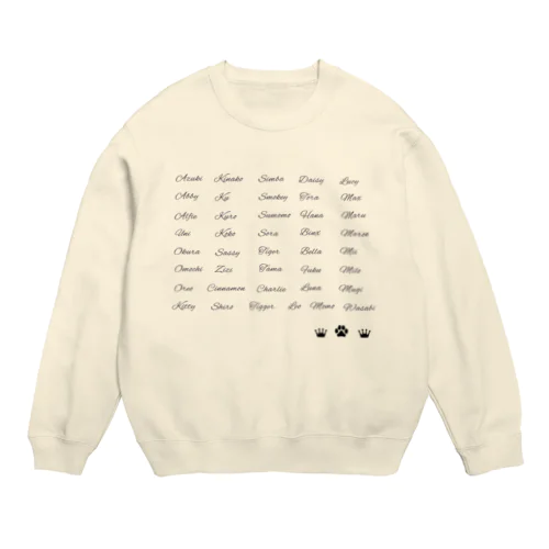 ネコちゃんの名前リスト 黒 Crew Neck Sweatshirt