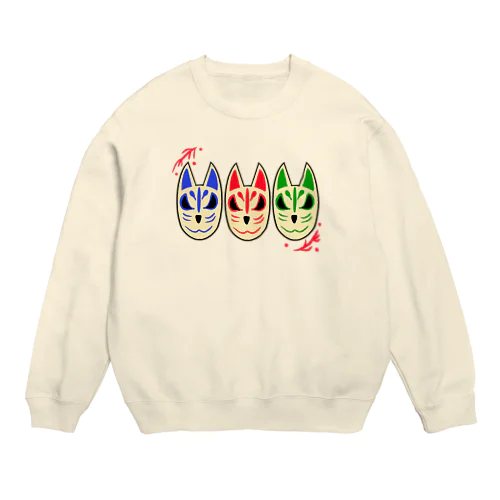 狐のお面 Crew Neck Sweatshirt