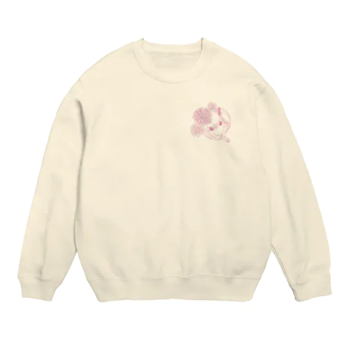 花飾りのハムスター Crew Neck Sweatshirt