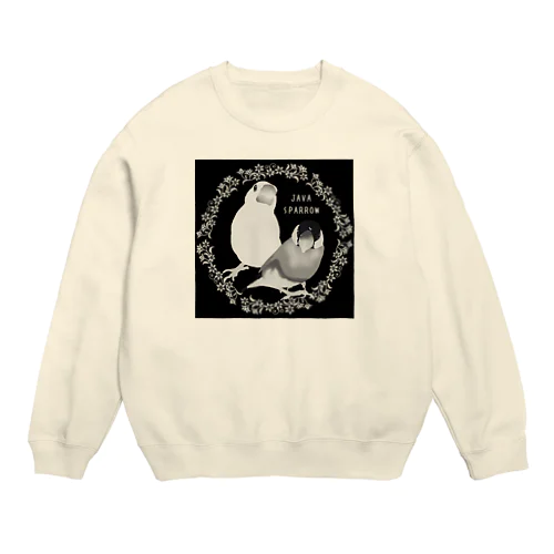 モノクロ文鳥さん Crew Neck Sweatshirt