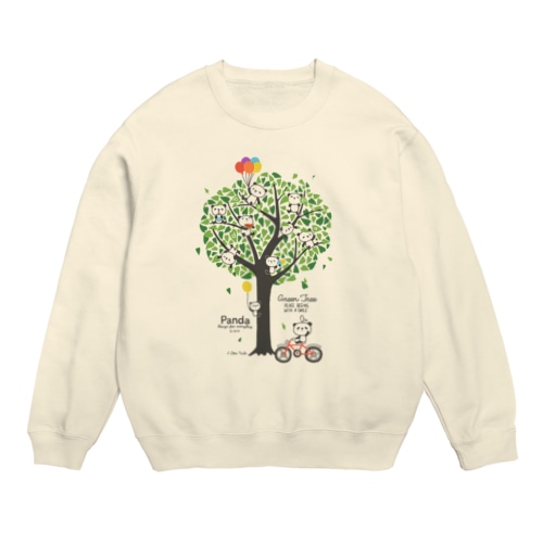 パンダと緑の木（Panda & Green Tree） Crew Neck Sweatshirt