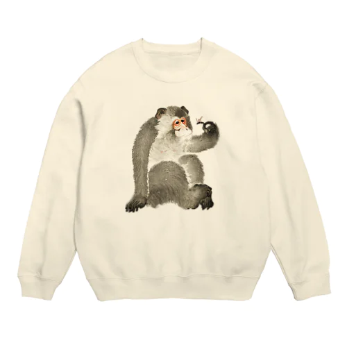 小原古邨　猿と蜻蛉（猿と虫）Ohara Koson / Monkey with insect Crew Neck Sweatshirt