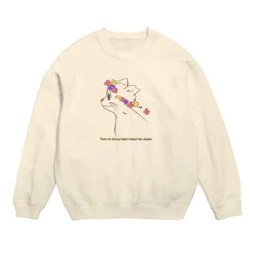 花冠と猫 Crew Neck Sweatshirt