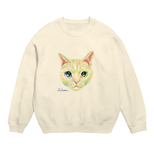 オッドアイしろねこ Crew Neck Sweatshirt