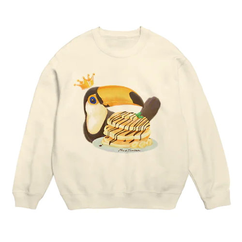 オニオオハシパンケーキ(白) Crew Neck Sweatshirt