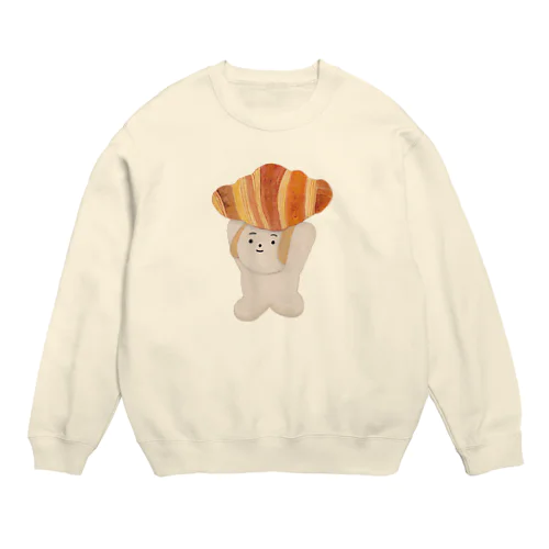 クロワッサンをはこぶ犬くん Crew Neck Sweatshirt