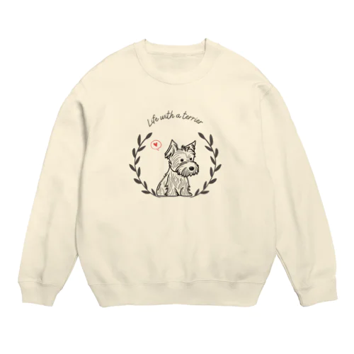 テリアのいる幸せな暮らし(シンプル) Crew Neck Sweatshirt