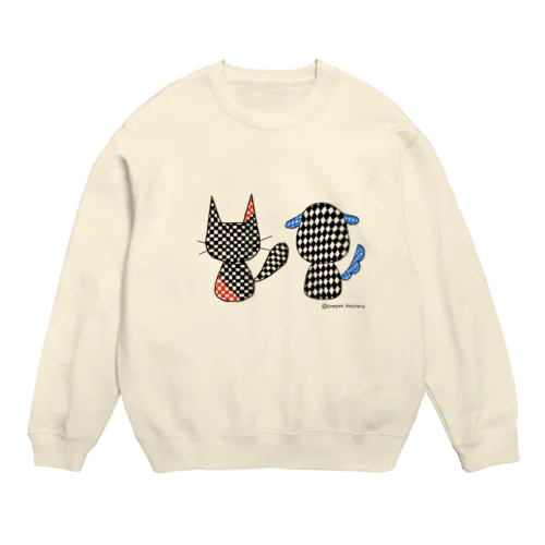 いつも一緒のネコといぬ Crew Neck Sweatshirt