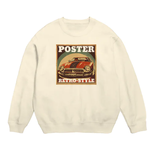 レトロスタイルポスター（自動車） Crew Neck Sweatshirt