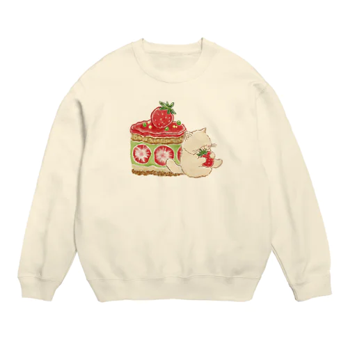 プーミーちゃんといちごとピスタチオのケーキ Crew Neck Sweatshirt