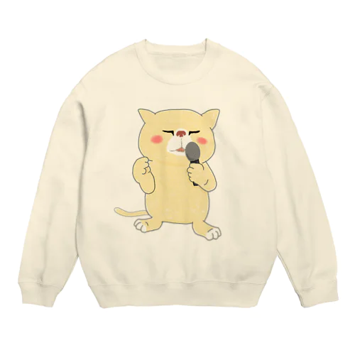 歌うネコ(帽子無) Crew Neck Sweatshirt