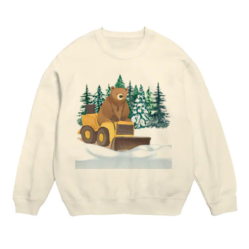 雪かきするクマ Crew Neck Sweatshirt