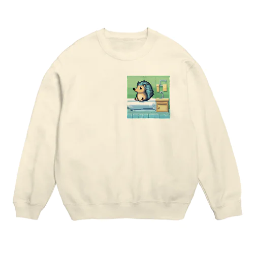 お風呂に入るハリネズミ Crew Neck Sweatshirt