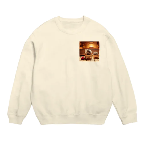 サウナでくつろぐ親子ハリネズミ♨ Crew Neck Sweatshirt