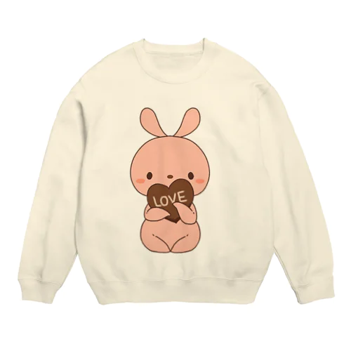 腹ペコうさぎとチョコ Crew Neck Sweatshirt