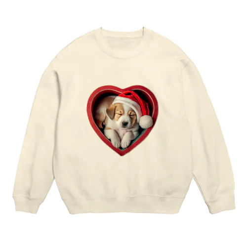 クリスマスの癒しの子犬 Crew Neck Sweatshirt