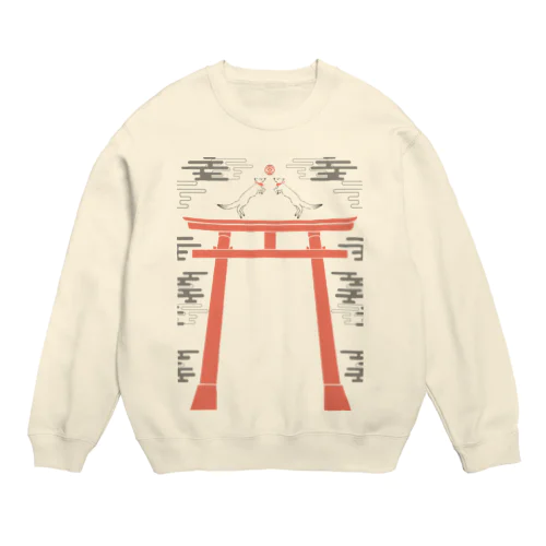 狐の手毬唄 狛狐 Crew Neck Sweatshirt